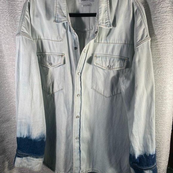 OVERLOVER LA LIGHT DENIM TIE DYE CUFF SHIRT (L) - Picture 4 of 9